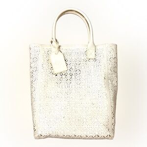 Tory Burch Plastic Cream Tote Bag USED Condition. Make an offer!!! See Photos